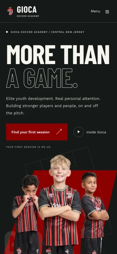 Gioca Soccer Academy mobile website preview